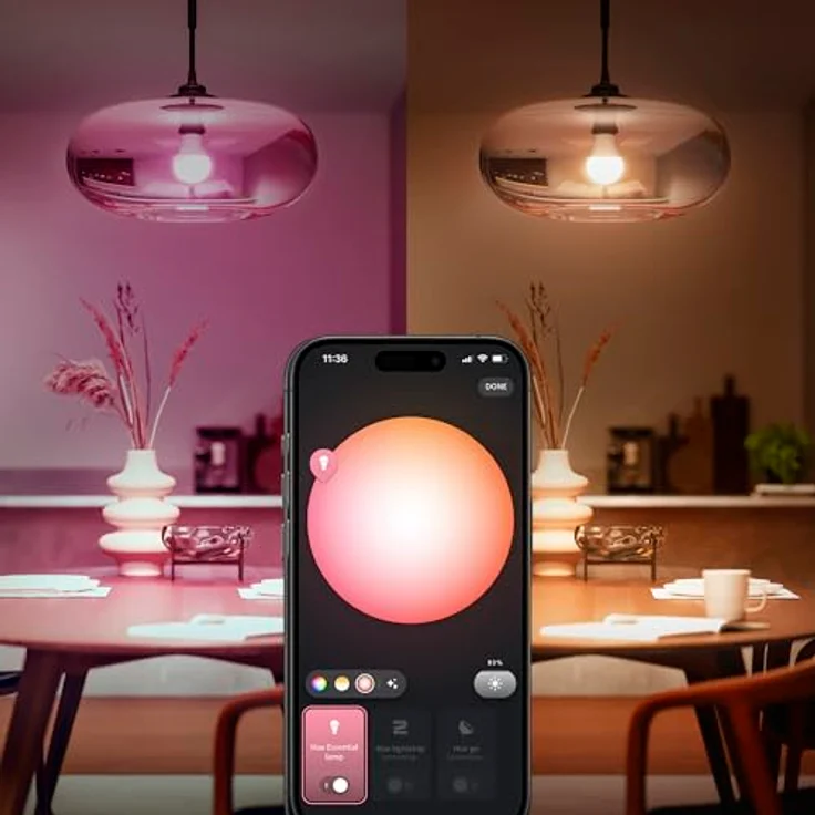 Philips Hue Essential Smart LED A60 Lampe, Weiß und Farbig, E27 Fassung, 8W, 2200K-6500K, 806 Lumen, dimmbar, funktioniert mit Alexa, Google Assistant, und Apple Home, 1er Pack – Bild 3