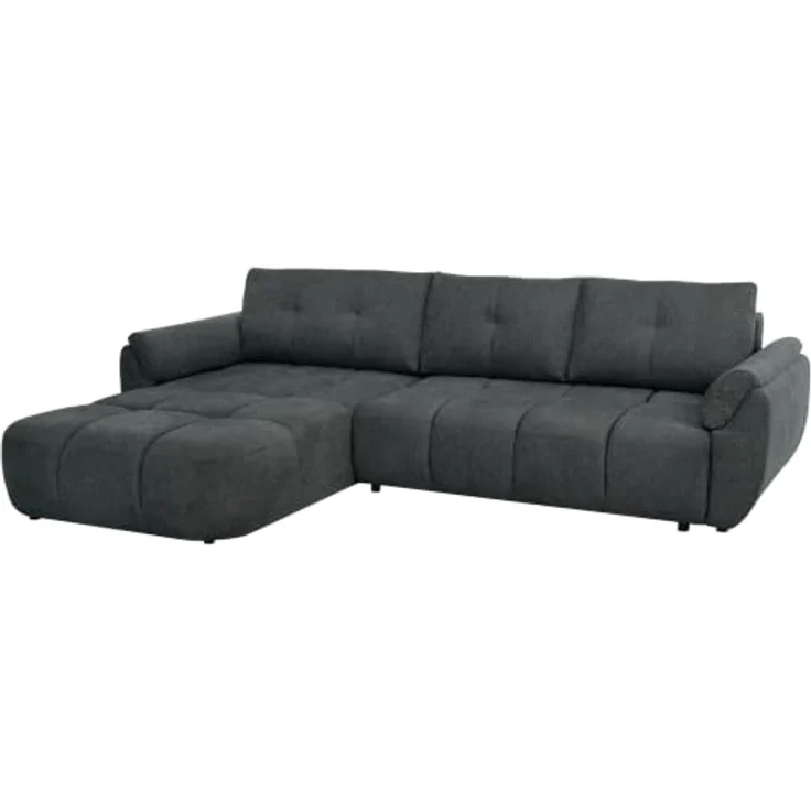 Beautysofa Ecksofa MASSIMO L-Form, dunkelgrau, mit Bettfunktion und Bettkasten, Schlaffläche 140 × 236 cm – Bild 3