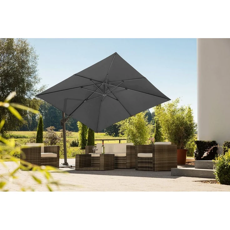Schneider Schirme Ampelschirm, Rhodos Twist 2024, Anthrazit / Schwarz, 3x3 m – Bild 1