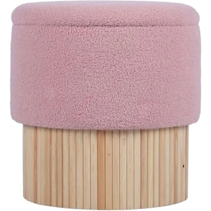 DRW Sitzsack mit Holzsockel, gepolstert in Rosa und Natur, 39 x 39 x 41 cm
