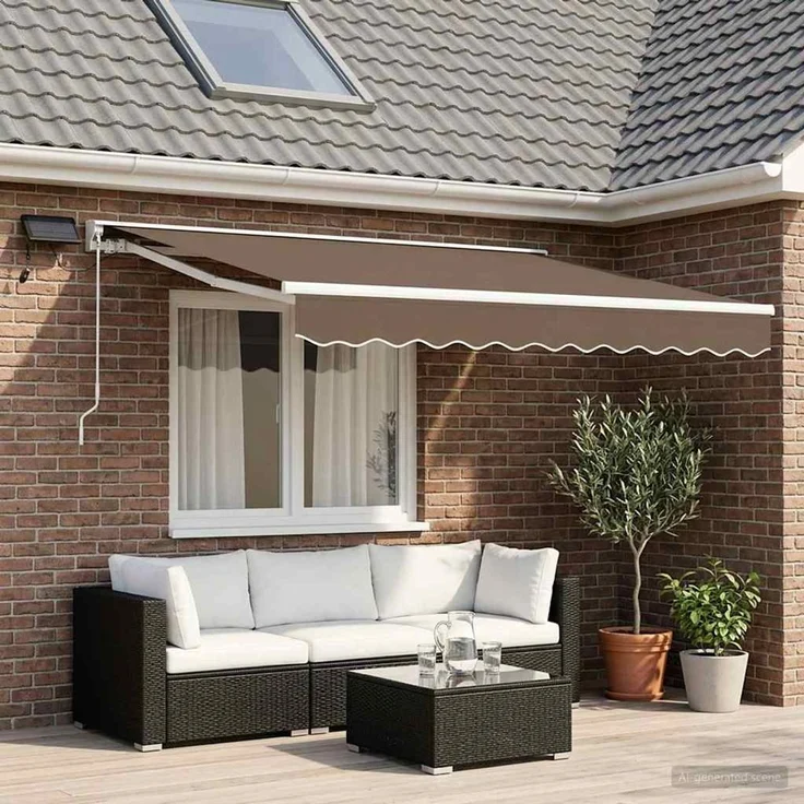 vidaXL Manueller Markisenrahmen mit LEDs Taupe 3x2 m 3425654 – Bild 3