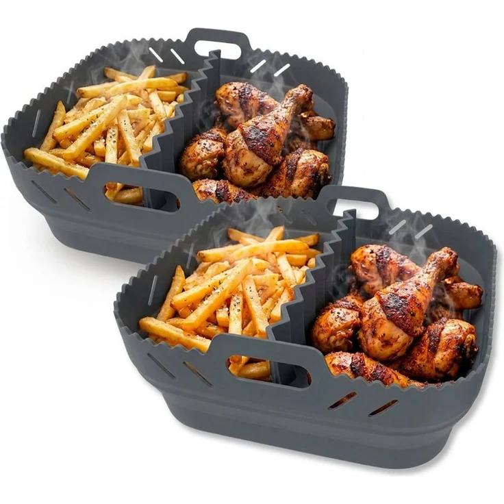 GOURMETmaxx Backform Silikonform Heißluftfritteuse ab 4 L - 2er-Set - mit Trennwand, (2-tlg), Heißluftfritteuse Zubehör Silikon Backform, kreieren, garen, servieren – Bild 1