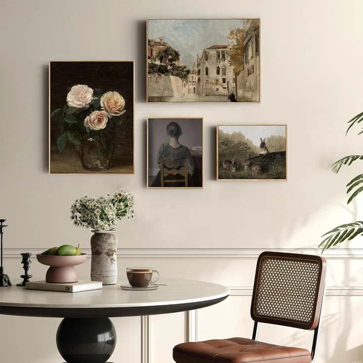 Vintage Frauenporträt Leinwandbild mit Rahmen 30x40cm Wohnzimmer Schlafzimmer – Bild 2