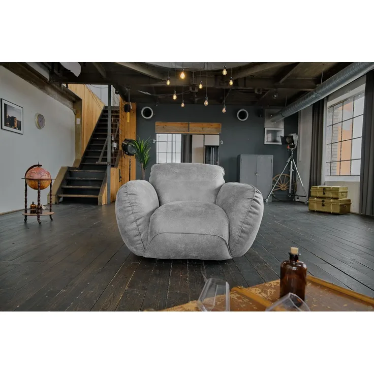 KAWOLA Sessel DAVITO Lederimitat im Vintagelook grau 88 x 108 x 128 cm
