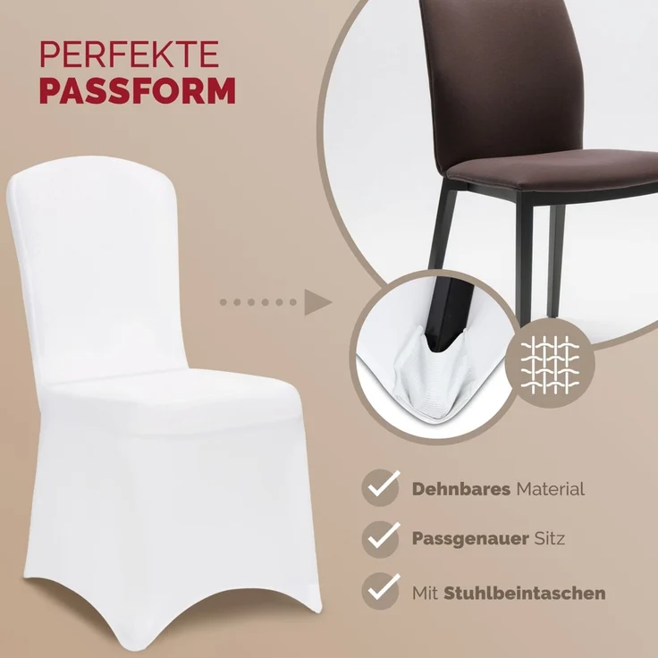 DETEX® 4er Set Stretch Hussen Weiß Hochzeit Stuhl Bezug – Bild 4