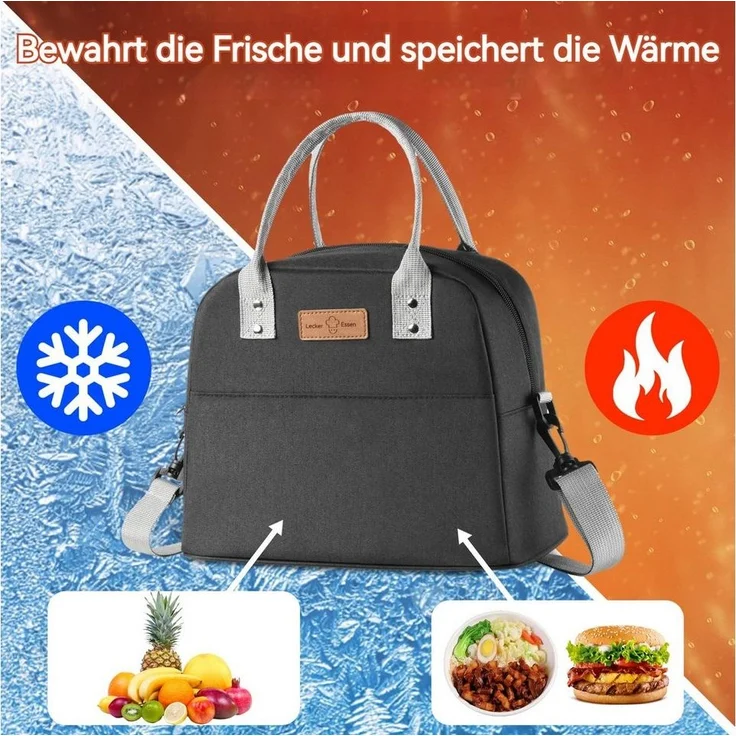BlingBin Thermobehälter kühltasche, Lunchtasche Isolierte Lunchbox Bag, kationisches Oxford-Gewebe, verdickte Aluminiumfolie, (1er Set, 1-tlg, 1 x Lunchtasche 29x23x16cm), Tragbar wasserdichtes Lunchtasche für Arbeit Schule Büro Picknick – Bild 2