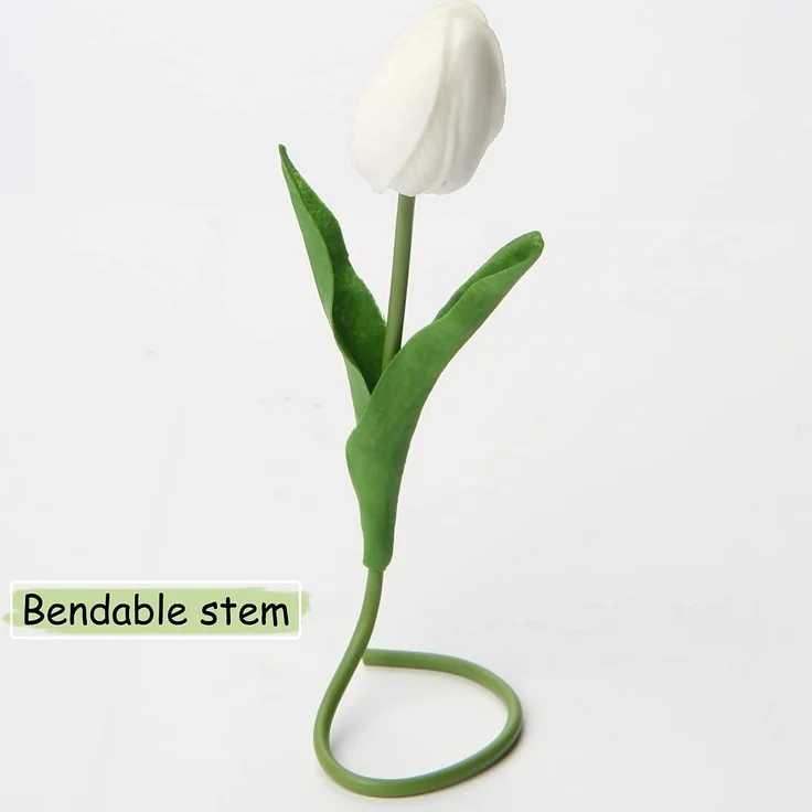 10 Stück Künstliche Tulpen Blumenstrauß Real-Touch Weiß für Dekoration – Bild 6
