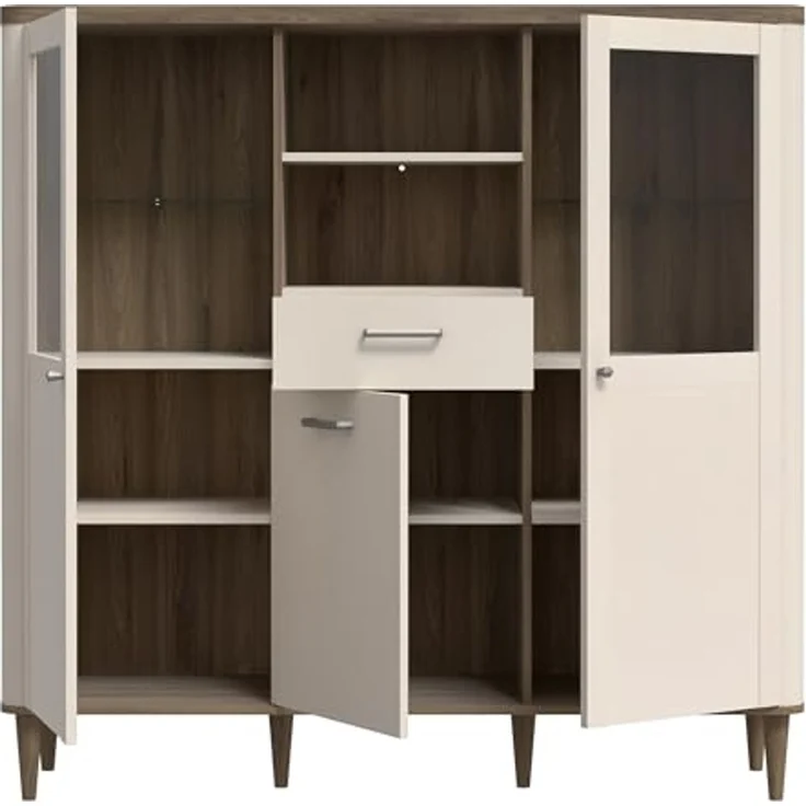 FORTE Vitrine Lacetti B/H/T 144,8/142,9/41,2 cm, Echtholzfüße – Bild 5