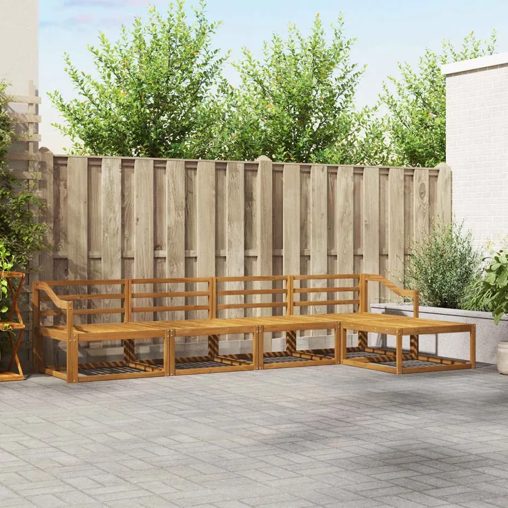 vidaXL Outdoor-Sofagarnitur 5 stk. 5-Sitzer Natur Massivholz Akazie 3367452