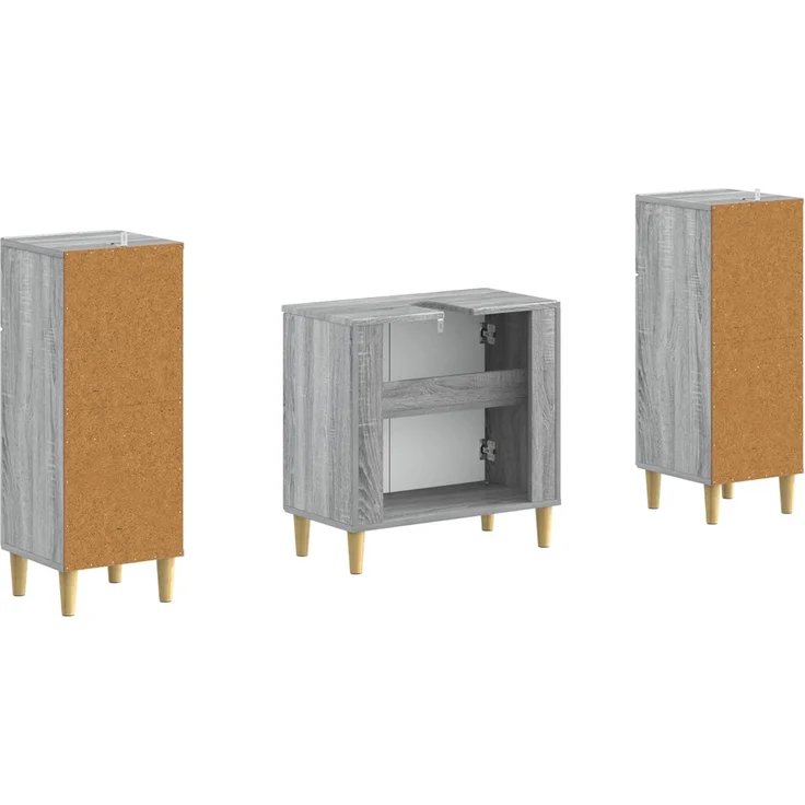 vidaXL 3-teiliges Badezimmer-Schranksystem ARNHEM 3 stk. Sonoma-Grau 3418014 – Bild 5