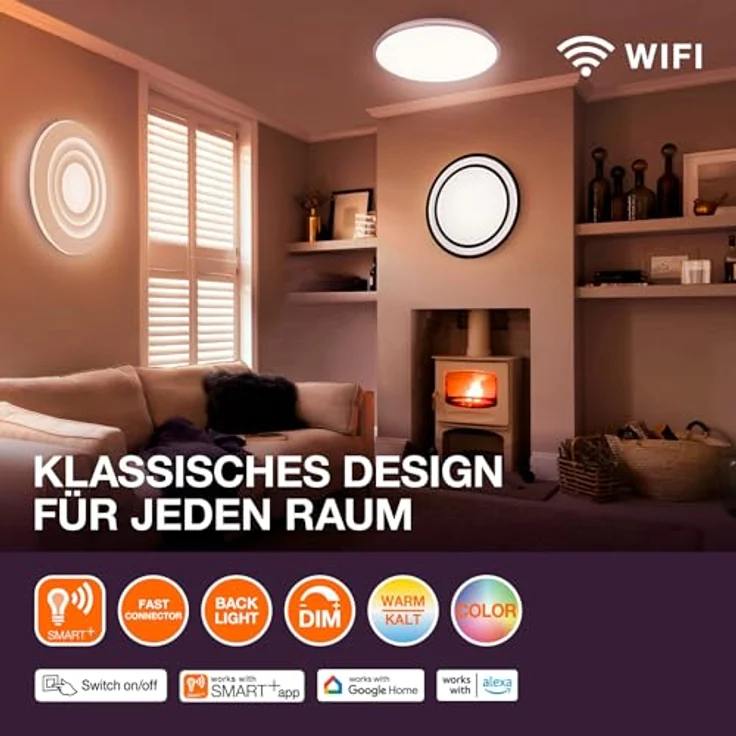 Osram SMART+ Matter Claria LED Deckenleuchte, 32W, 3150lm, RGB+TW 2700-6500K, WiFi, Haupt-/Seitenlicht – Bild 6