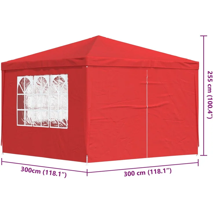 vidaXL Party-Zelt 300 x 300 x 255 cm Rot PE und Stahl 42032998 – Bild 9
