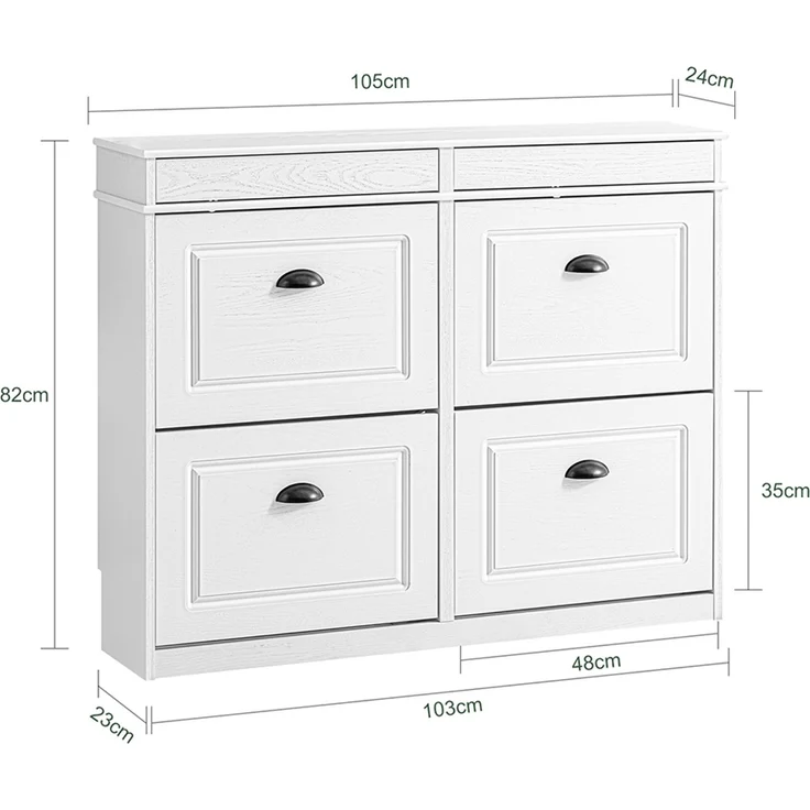SoBuy FSR79-WG Schuhschrank, Spanplatte, Lackiert, Weiß, 105 x 83 x 24 cm – Bild 3