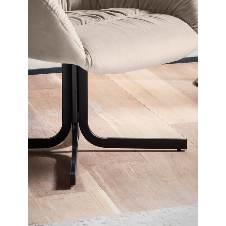 Wohnling Loungesessel Samt Beige gepolstert Metallbeine mit Rückenlehne und Armlehnen 64x68x74 cm – Bild 6