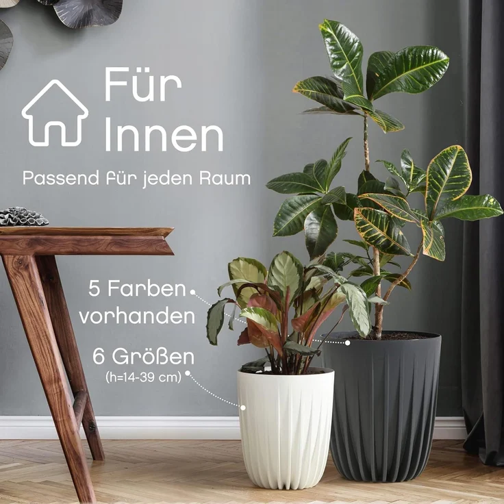 KONZEPT Blumentopf Hoher Blumentopf, Pflanzkübel Groß für Außen, Balkon, Übertopf mit Drainagesystem – Bild 2