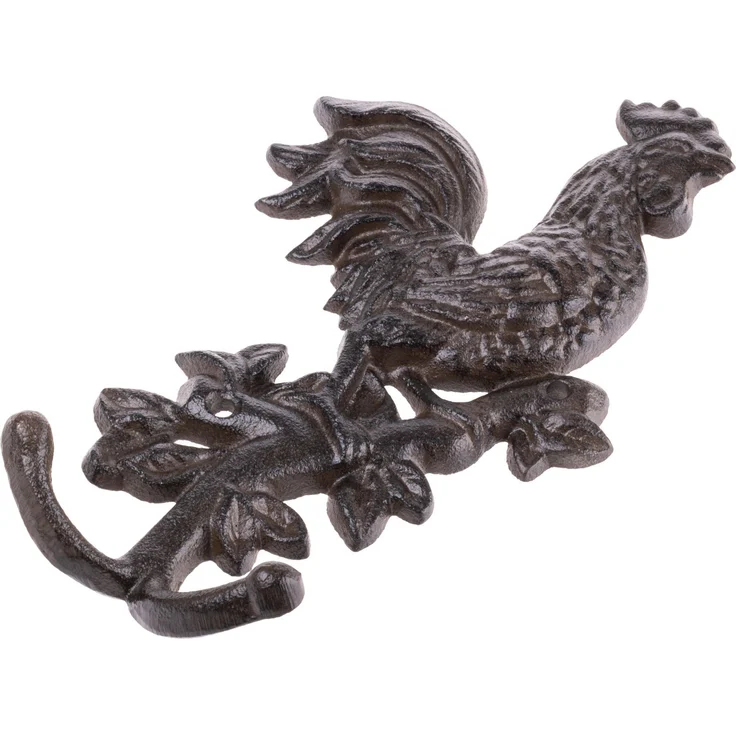 KADAX Hahn Wandhaken aus Gusseisen 12,5 x 21,5 cm, Wandgarderobe mit 2 Haken, Vintage Kleiderhaken, Wanddekoration mit praktischem Garderobenhaken (Braun) – Bild 9