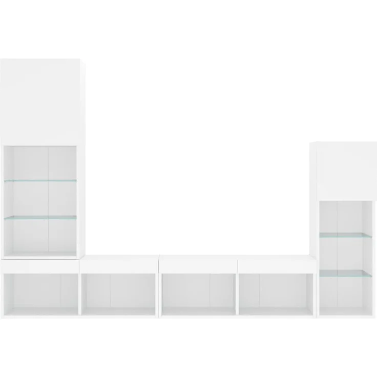vidaXL 4-tlg. Wohnwand mit LED-Beleuchtung Weiß Holzwerkstoff 3216647 – Bild 7