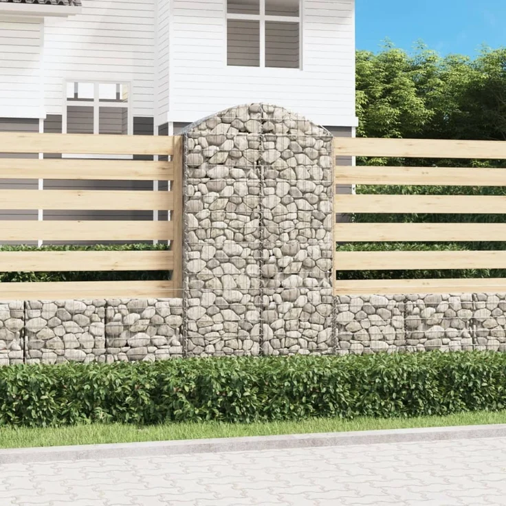 vidaXL Gabione mit Hochbogen 100x50x180/200 cm Verzinktes Eisen 153439 – Bild 1