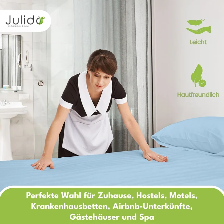 Jersey Spannbettlaken 180-200x200cm 100% Baumwolle Eisblau – Bild 5