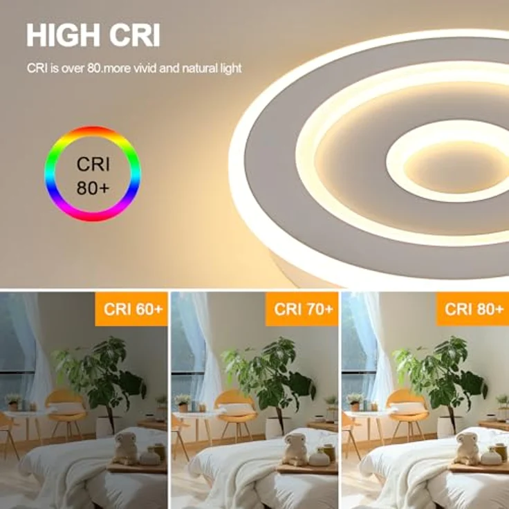 Goeco Deckenlampe LED Weiß, 28W Deckenleuchte Modern Rund, 3000K Warmweiß, Deckenlampe Aluminium für Flur, Balkon, Küche, Treppenhaus, Schlafzimmer – Bild 5