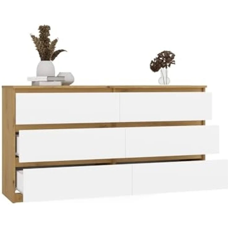 CDF Kommode Artisan Weiß mit 6 Schubladen Komodenschrank Komode für Wohnzimmer Schlafzimmer Schubladenschrank Malwa M6 140 – Bild 4