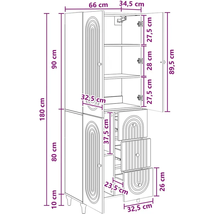 vidaXL Schrankset 2 pcs 66 x 34,5 x 90 cm Holzwerkstoff 3416479 – Bild 8