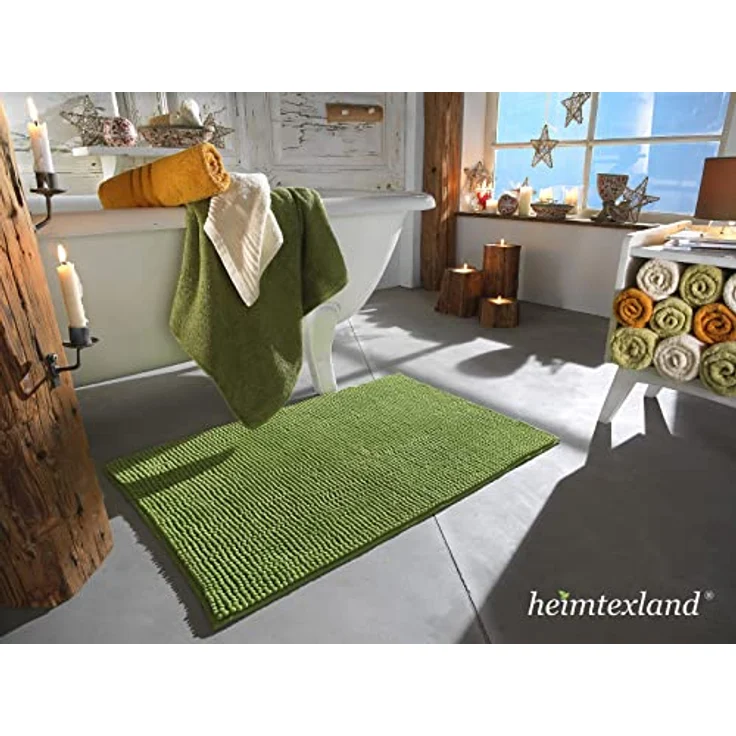 heimtexland Badematte Badvorleger Chenille Badteppich Duschvorleger, rutschhemmend beschichtet, Fußbodenheizung geeignet, fußbodenheizungsgeeignet, saugstark, schnell trocknend, strapazierfähig, rutschfest, Polyester, rechteckig, 45x50 cm, Hochflor, su... – Bild 2