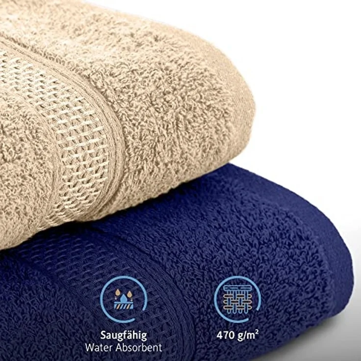 Komfortec Handtuch Set aus 100% Baumwolle, 4 Handtücher 50x100 cm und 4 Badetücher 70x140 cm, Frottee (Packung, 8-St), Duschtücher & Badehandtuch, Weich, Towel, Groß – Bild 4