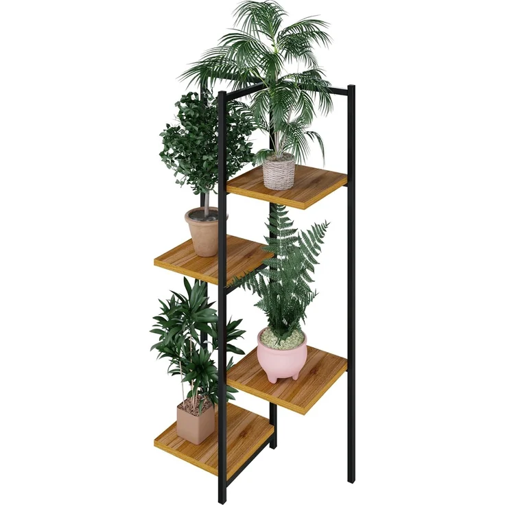 LEVIRA – Robinia Pflanzenständer – 48,2 × 100 cm – Schwarz/Nussbaum Tróia – Bild 4