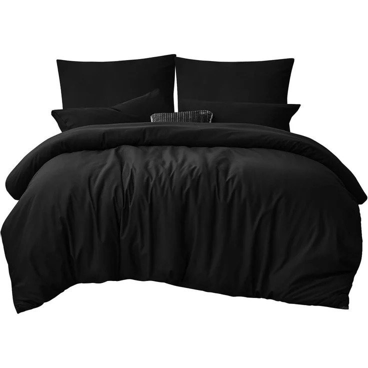 Schwarze Bettwäsche 220x240 Set Mikrofaser Reißverschluss 3-teilig – Bild 7