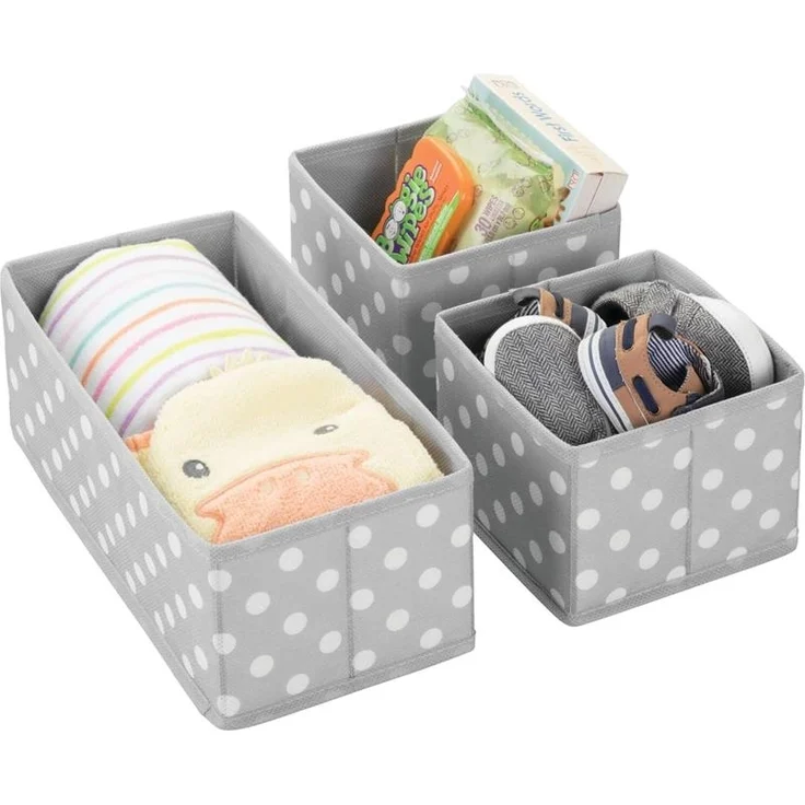Aufbewahrungsbox Stoffkisten Organizer mDesign 3er Set hellgrau/weiß gepunktet – Bild 8