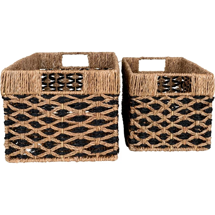 House Nordic Körbe, Seegras, schwarz/natur, 2er-Set – Bild 2