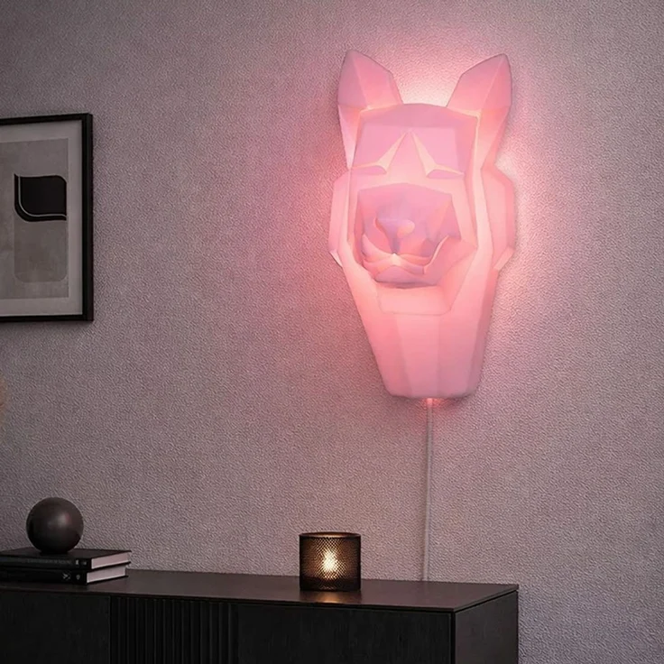 RGB LED Wandleuchte, Porzellan weiß, Hund, H 30 cm – Bild 3