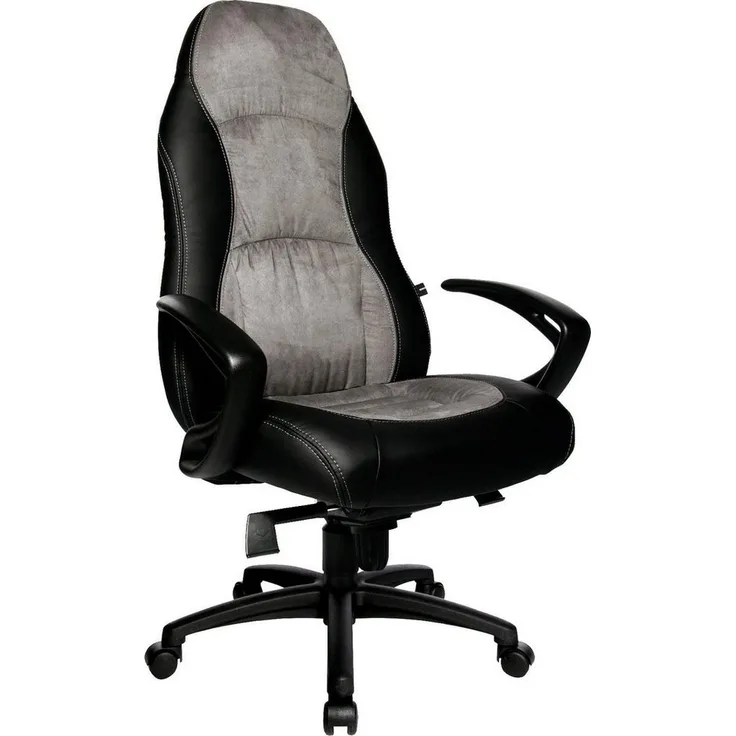 Topstar Speed Chair, Chefsessel, Bürostuhl, Schreibtischstuhl, inkl. Armlehnen, Kunstleder/Mikrofaser, schwarz/grau
