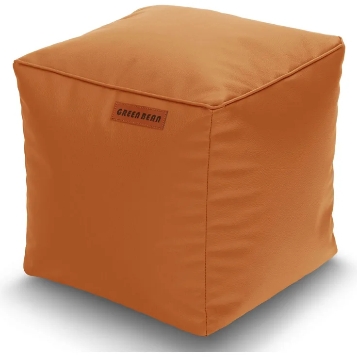 Green Bean® Sitzhocker aus Kunstleder - Pouf mit EPS Perlen Füllung - 40 x 40 cm - perfekte Ergänzung zum Sitzsack - Cognac
