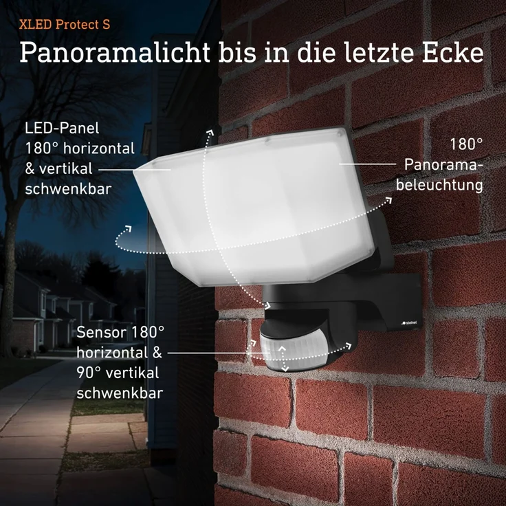 Steinel LED Strahler XLED Protect, LED Panel voll schwenkbar, anthrazit, Mit Bewegungsmelder – Bild 5
