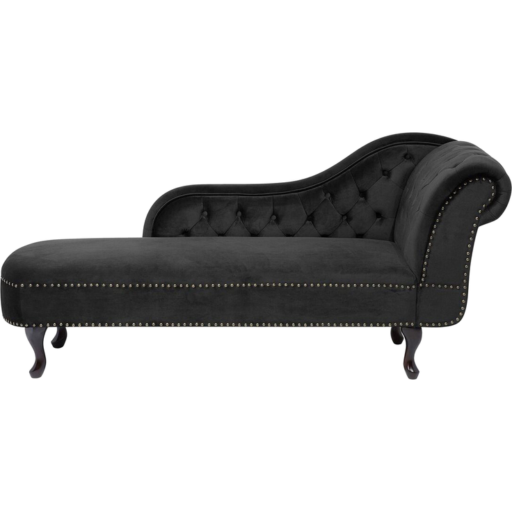 Beliani 'Nimes' Chaiselongue, Schwarz, Samt, 79 x 65 x 169 cm, Rechts