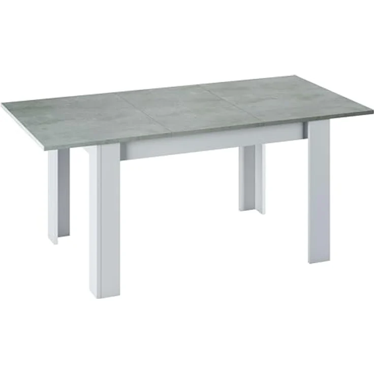Ausziehbarer Esstisch, Betonfarbe und Artikweiß, Maße 140 x 78 x 90 cm – Bild 2