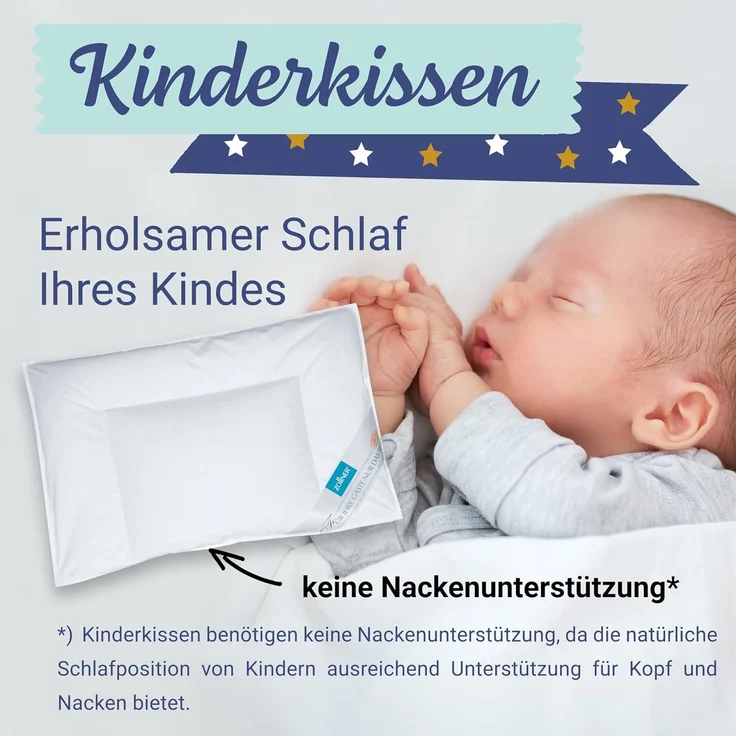 ZOLLNER Kinder & Kleinkinder Daunenkissen aus 90% Daunen und 10% Federn, Bezug Baumwolle, 40x60 cm – Bild 2