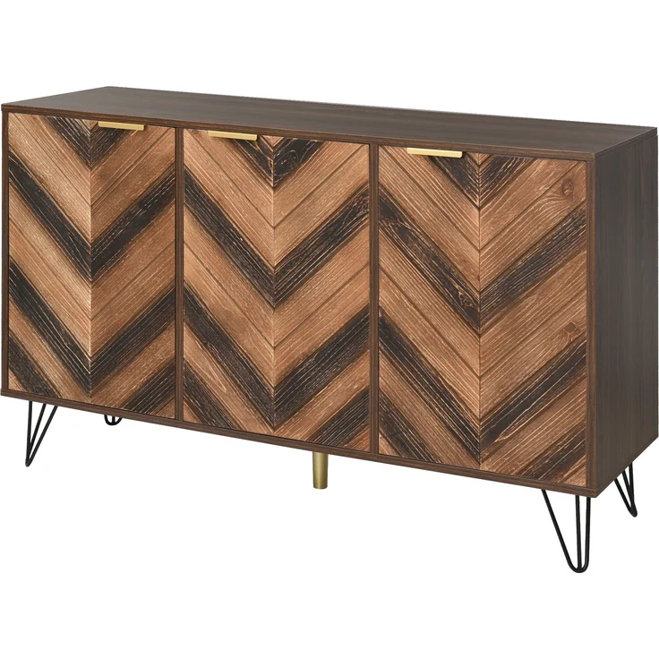 Sideboard aus Holzwerkstoff mit 3 Türen & Einlegeböden, 120x38x76,5 cm, Natural – Bild 6