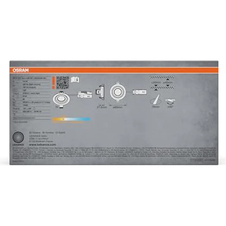 Osram Spot Set LED Einbaustrahler, 4,9W, 190lm, 2700K, Ø90mm Deckenspot, 120°, Schwarz, schwenkbar, 3er-Set – Bild 4