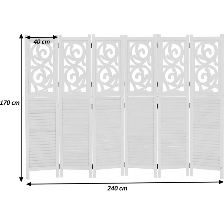 Paravent T568, Raumteiler Trennwand Sichtschutz Raumtrennung, Ornamente klappbar Paulownia Holz 170x240cm ~ braun – Bild 3
