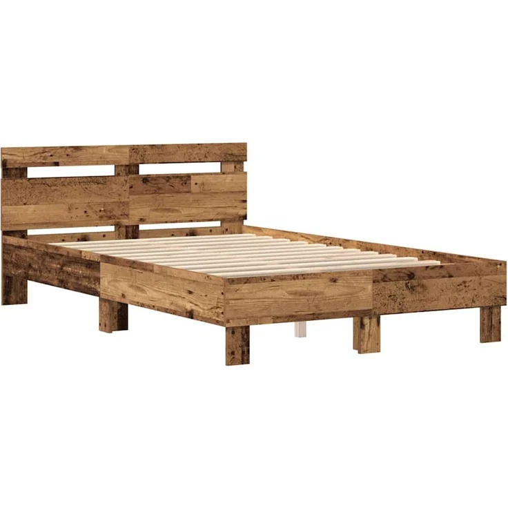 vidaXL Bettrahmen mit Kopfteil Altholz 120 x 200 cm Holzwerkstoff 3333948 – Bild 2