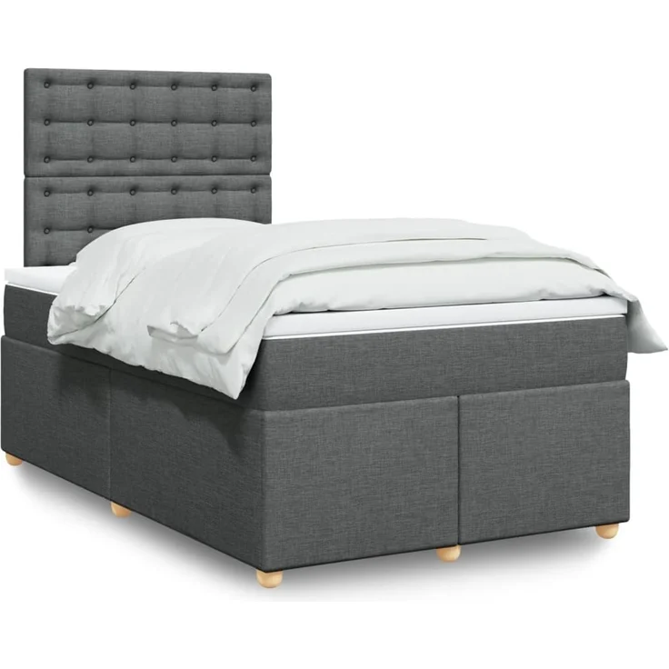 vidaXL Boxspringbett mit Matratze Dunkelgrau 120x190 cm Stoff 3293534 – Bild 1