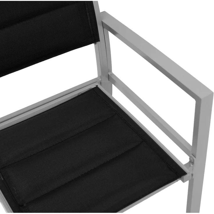 DEGAMO MADEIRA Gartensessel, Alu + Kunstgewebe, silbergrau/schwarz, 58cm 2-er Set – Bild 5