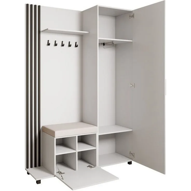 Beautysofa Garderoben-Set Livia – Design, Funktion und Ordnung in Perfektion, (Geräumiger Schuhschrank, mit praktischer Kleiderstange)