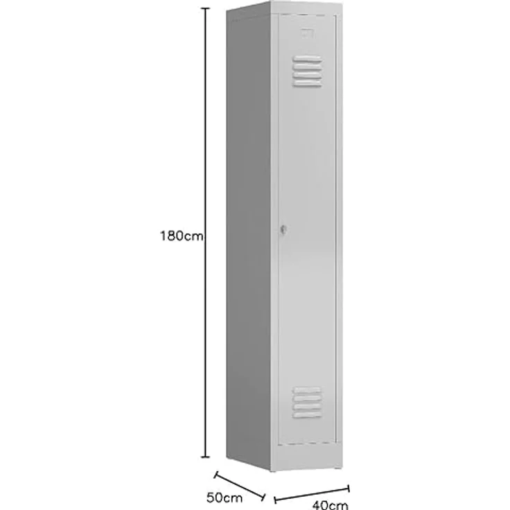 Garderobenschrank ClassiX Premium Metallspind in verschiedenen Größen wählbar - 1 Abteil Maße ca. 41,5 x 180 x 50 cm (BxHxT) – Bild 3