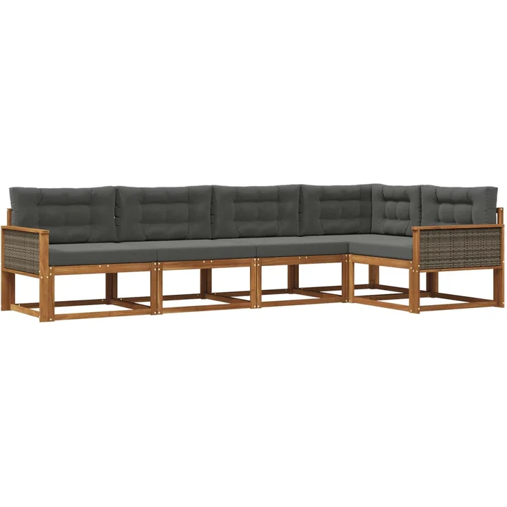 vidaXL Outdoor-Sofagarnitur 5 stk. 5-Sitzer Natur und Anthrazit 3382560 – Bild 2