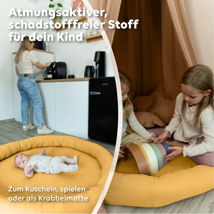 lilimaus Bodenkissen Sitzkissen für Kinder aus Musselin - Spielmatte & Kuschelecke, mit zarter Rüscheneinfassung - zum Lesen, Spielen & Kuscheln – Bild 3