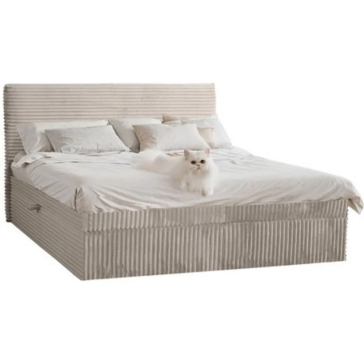 Kaiser Möbel Boxspringbett mit bettkasten und topper TRENTO, ohne Bein stoff Plüsch Cord, Matratze und Topper, Mehrere Größen, Viele Farben, Bettkasten – Bild 4